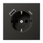 JUNG - SCHUKO Steckdose 16 A 250 V ~, USB 1 x Typ A + 1 x Typ CSAFETY+, anthrazit