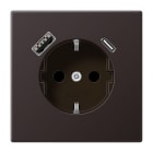 JUNG - SCHUKO Steckdose 16 A 250 V ~, USB 1 x Typ A + 1 x Typ CSAFETY+, Serie LS, dark