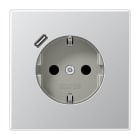 JUNG - SCHUKO Steckdose 16 A 250 V ~, mit USB 1 x Typ C,  SAFETY+, Serie LS, Aluminium