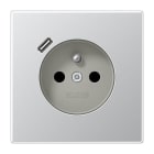 JUNG - Steckdose, franz./belgisches System 16 A 250 V ~, USB 1 x Typ C,SAFETY+, Alumini