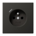 JUNG - Steckdose, franz./belgisches System 16 A 250 V ~, USB 1 x Typ C,SAFETY+, anthraz
