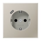 JUNG - SCHUKO Steckdose 16 A 250 V ~, mit USB 1 x Typ C,  SAFETY+, Serie LS, Edelstahl