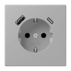 JUNG - SCHUKO Steckdose 16 A 250 V ~, USB 1 x Typ A + 1 x Typ CSAFETY+, gris moyen