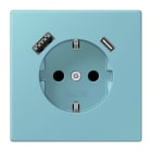 JUNG - SCHUKO Steckdose 16 A 250 V ~, USB 1 x Typ A + 1 x Typ CSAFETY+, céruléen moyen