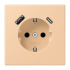 JUNG - SCHUKO Steckdose 16 A 250 V ~, USB 1 x Typ A + 1 x Typ CSAFETY+, terre sienne claire