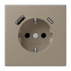 JUNG - SCHUKO Steckdose 16 A 250 V ~, USB 1 x Typ A + 1 x Typ CSAFETY+, ombre naturelle moy