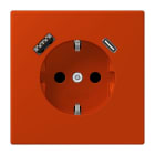JUNG - SCHUKO Steckdose 16 A 250 V ~, USB 1 x Typ A + 1 x Typ CSAFETY+, rouge vermillon 59