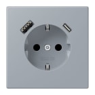 JUNG - SCHUKO Steckdose 16 A 250 V ~, USB 1 x Typ A + 1 x Typ CSAFETY+, gris clair 59