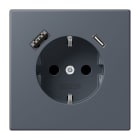 JUNG - SCHUKO Steckdose 16 A 250 V ~, USB 1 x Typ A + 1 x Typ CSAFETY+, gris fonce 59