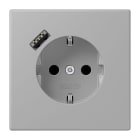 JUNG - SCHUKO Steckdose 16 A 250 V ~, mit USB 1 x Typ A,  SAFETY+, Serie LS, gris moyen