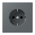 JUNG - SCHUKO Steckdose 16 A 250 V ~, mit USB 1 x Typ CSAFETY+, Serie LS, gris foncé 31