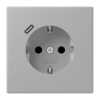 JUNG - SCHUKO Steckdose 16 A 250 V ~, mit USB 1 x Typ C,  SAFETY+, Serie LS, gris moyen