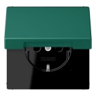 JUNG - SCHUKO Steckdose, 16 A 250 V ~,  SAFETY+, Klappdeckel, Serie LS, vert anglais
