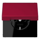 JUNG - SCHUKO Steckdose, 16 A 250 V ~,  SAFETY+, Klappdeckel, Serie LS, rouge carmin