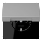 JUNG - SCHUKO Steckdose, 16 A 250 V ~, Klappdeckel, Serie LS, gris moyen