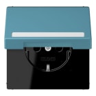JUNG - SCHUKO Steckdose, 16 A 250 V ~,SchriftfeldSAFETY+, Klappdeckel, cérulée