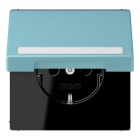 JUNG - SCHUKO Steckdose, 16 A 250 V ~,SchriftfeldSAFETY+, Klappdeckel, cérulée