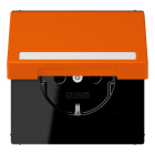 JUNG - SCHUKO Steckdose, 16 A 250 V ~,SchriftfeldSAFETY+, Klappdeckel, Serie LS, orange