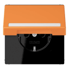 JUNG - SCHUKO Steckdose, 16 A 250 V ~,SchriftfeldSAFETY+, Klappdeckel, Serie LS, orange