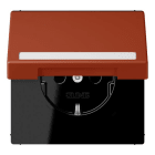 JUNG - SCHUKO Steckdose, 16 A 250 V ~,SchriftfeldSAFETY+, Klappdeckel, Serie LS, l'ocre