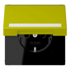 JUNG - SCHUKO Steckdose, 16 A 250 V ~,SchriftfeldSAFETY+, Klappdeckel, vert ol