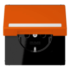 JUNG - SCHUKO Steckdose, 16 A 250 V ~,SchriftfeldSAFETY+, Klappdeckel, Serie LS, orange