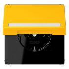 JUNG - SCHUKO Steckdose, 16 A 250 V ~,SchriftfeldSAFETY+, Klappdeckel, le jaun