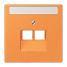 JUNG - Abdeckung für IAE/UAE Dosen 2 x 8-polig,Schriftfeld, Serie LS, orange clair