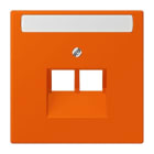 JUNG - Abdeckung für IAE/UAE Dosen 2 x 8-polig,Schriftfeld, Serie LS, orange vif