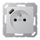JUNG - Steckdose, franz/belg. 16A 250V~, USB 1xTyp A, SAFETY+, Serie A, aluminium
