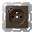 JUNG - Steckdose, franz/belg. 16A 250V~, USB 1xTyp A, SAFETY+, Serie A, mokka