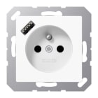 JUNG - Steckdose, franz/belg. 16A 250V~, USB 1xTyp A, SAFETY+, Serie AS/A, alpinweiß