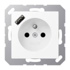 JUNG - Steckdose, franz/belg. 16A 250V~, USB 1xTyp A, SAFETY+, Serie A, schneeweiß matt