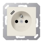 JUNG - Steckdose, franz/belg. 16A 250V~, USB 1xTyp C, SAFETY+, Serie AS, weiß