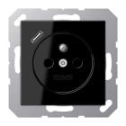 JUNG - Steckdose, franz/belg. 16A 250V~, USB 1xTyp C, SAFETY+, Serie A, schwarz