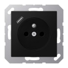 JUNG - Steckdose, franz/belg. 16A 250V~, USB 1xTyp C, SAFETY+, Serie A, graphitschwarz matt
