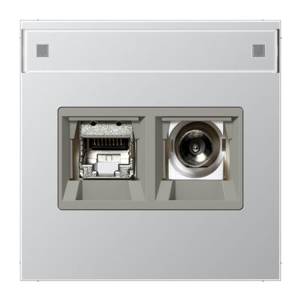 JUNG - Smart-TV-Anschlussdose 2fach, mit Schriftfeld, Serie LS, Aluminium