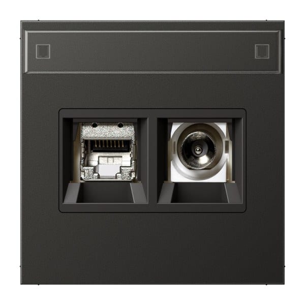 JUNG - Smart-TV-Anschlussdose 2fach, Schriftfeld, Aluminium, Serie LS, anthrazit