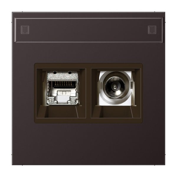 JUNG - Smart-TV-Anschlussdose 2fach, Schriftfeld, Aluminium, Serie LS, dark