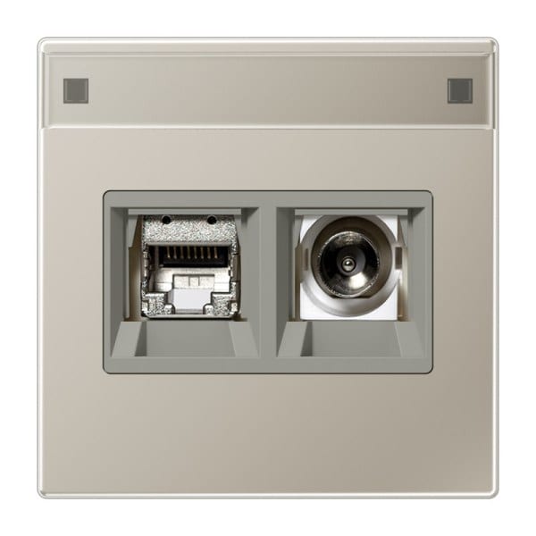 JUNG - Smart-TV-Anschlussdose 2fach, mit Schriftfeld, Serie LS, Edelstahl