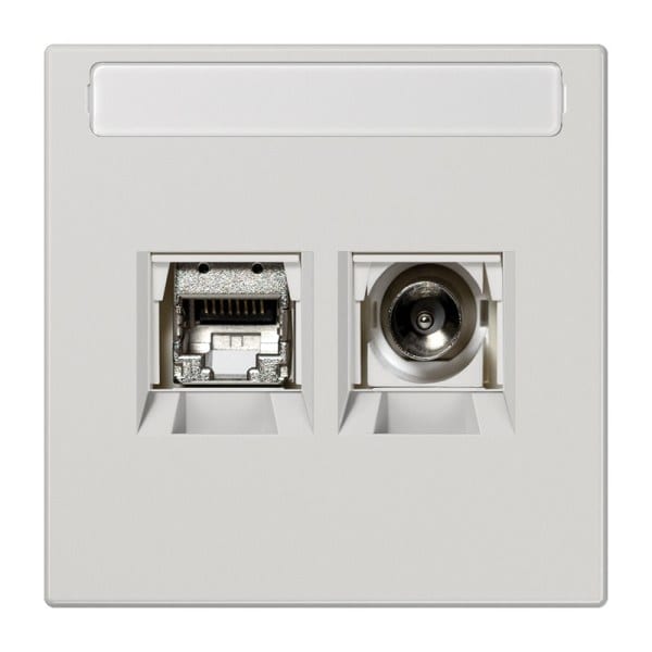 JUNG - Smart-TV-Anschlussdose 2fach, mit Schriftfeld, Thermoplast, Serie LS, lichtgrau