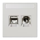 JUNG - Smart-TV-Anschlussdose 2fach, mit Schriftfeld, Thermoplast, Serie LS, lichtgrau