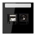 JUNG - Smart-TV-Anschlussdose 2fach, mit Schriftfeld, Thermoplast, Serie LS, schwarz