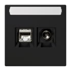 JUNG - Smart-TV-Anschlussdose 2fach, Schriftfeld, Thermoplast, Serie LS, graphitschwarz matt