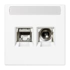 JUNG - Smart-TV-Anschlussdose 2fach, Schriftfeld, Thermoplast, Serie LS, schneeweiß matt