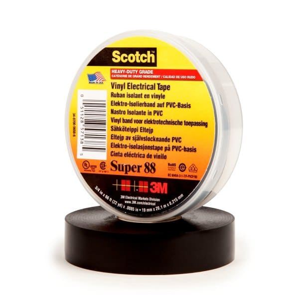 3M - Scotch® Super 88 Vinyl Elektro-Isolierband, Schwarz, 19mmx20m, 0,22mm