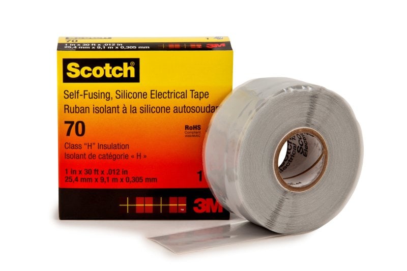 3M - Scotch® 70 Silikon-Kautschuk-Band, selbstverschweissend, hellgr, 25mmx9m, 0,3mm