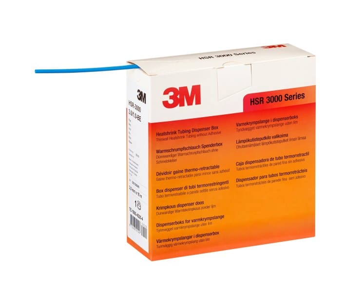 3M - HSR 3000 Dünnwandiger Warmschrumpfschlauch auf Rolle, Blau, 3/1mm, 10m