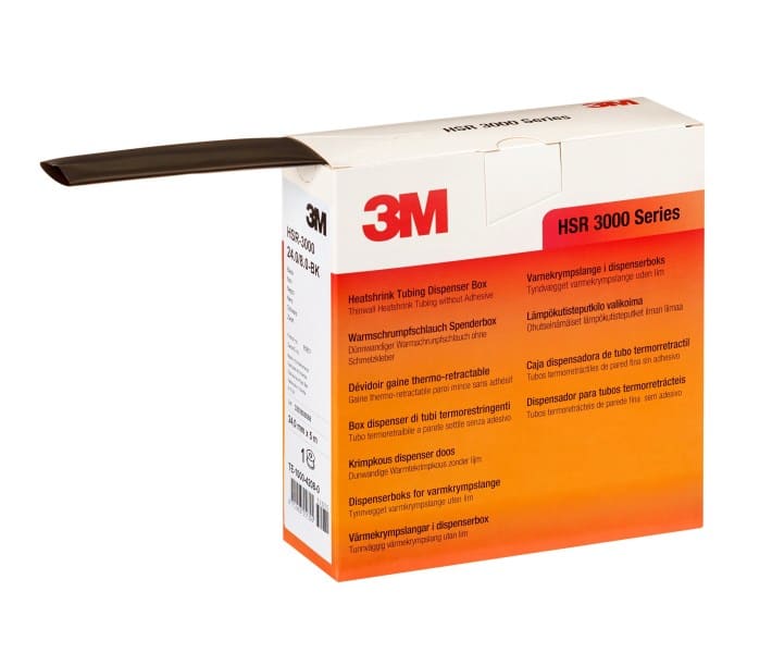 3M - HSR 3000 Dünnwandiger Warmschrumpfschlauch auf Rolle, Schwarz, 3/1mm, 10m