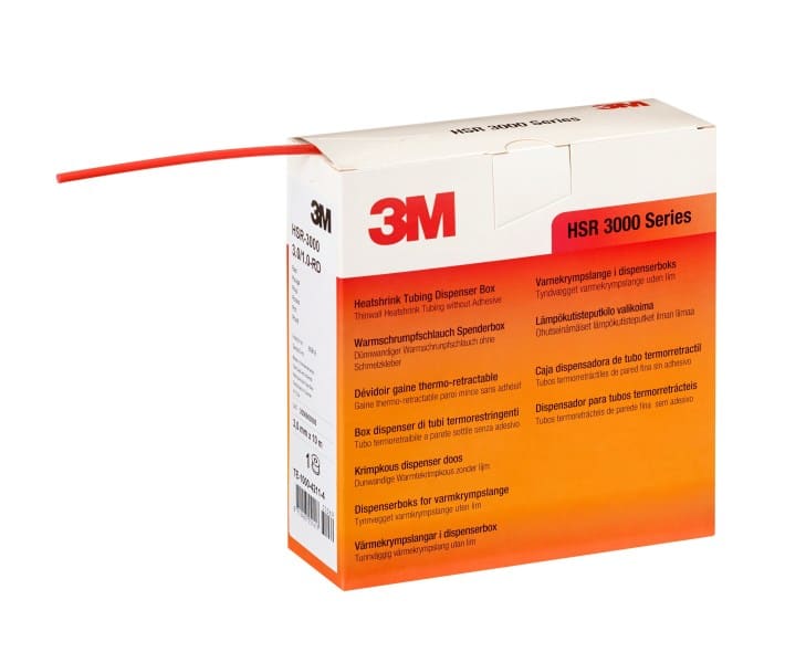 3M - HSR 3000 Dünnwandiger Warmschrumpfschlauch auf Rolle, Rot, 3/1mm, 10m